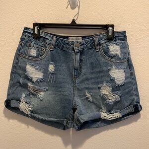 Blank Paige Denim Collection Womens high rise factory distressed jean shorts. L.